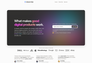 The current Unicorn Club homepage